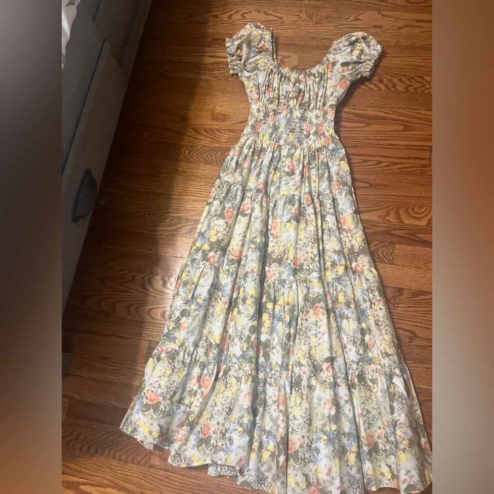 Danielle Bernstein Multicolor Smocked Floral Dress Women’s Size Small - Picture 2 of 9